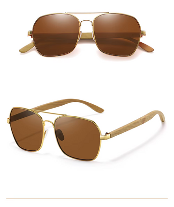 Bambus Solbriller – 'Gold Aviator'